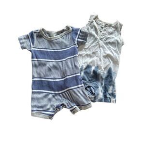 Burt’s Bees short sleeve playsuit set of 2 sz 3 months baby boy tank 1 piece